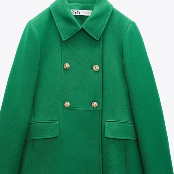ZARA TAILORED BUTTONED COAT SIZE Small Apple green 0/5247/243 gold buttons NWT - Picture 6 of 11